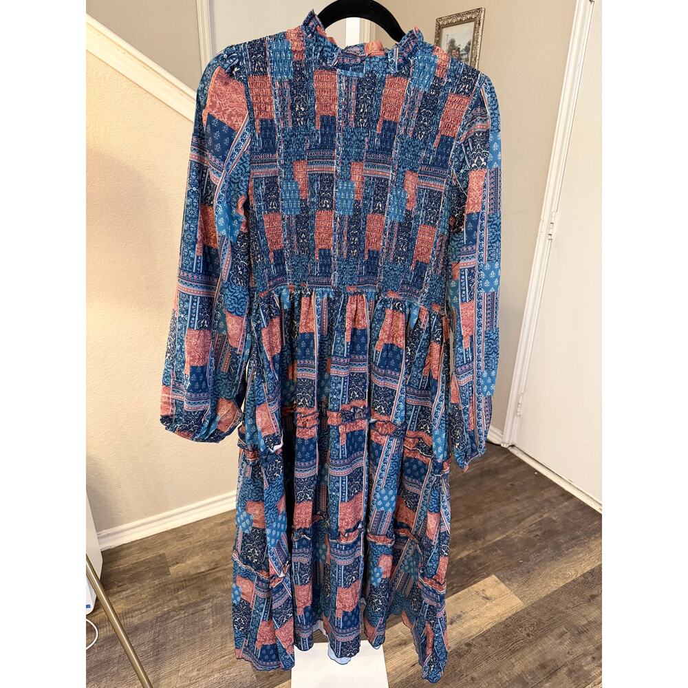 Simply Southern Blue Western Maxi long sleeve Dress Size Large NWT - Picture 2 of 3